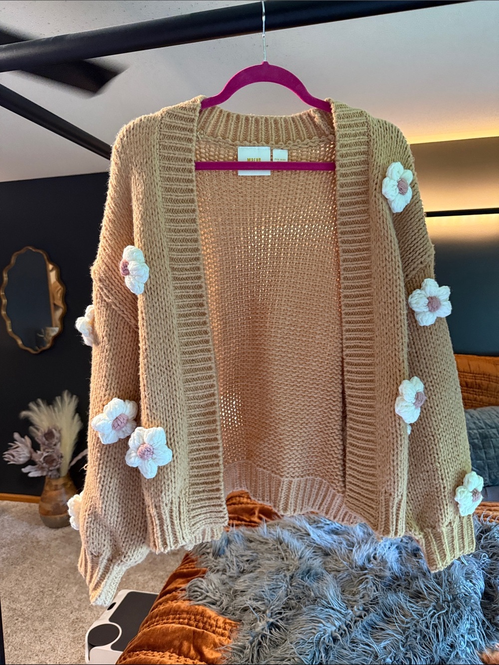 Anthropologie flower knit cardigan sweater